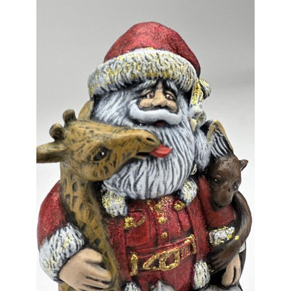 Christmas Santa Claus With Noah Arc Animals‎ Ceramic Signed - Picture 2 of 5